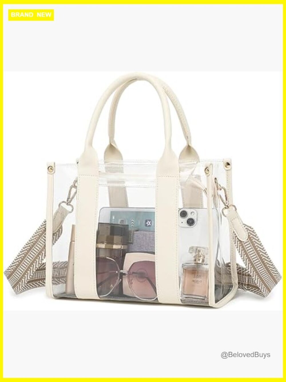 Stadium Approved Clear Tote Bag Crossbody Plastic Purse for Women